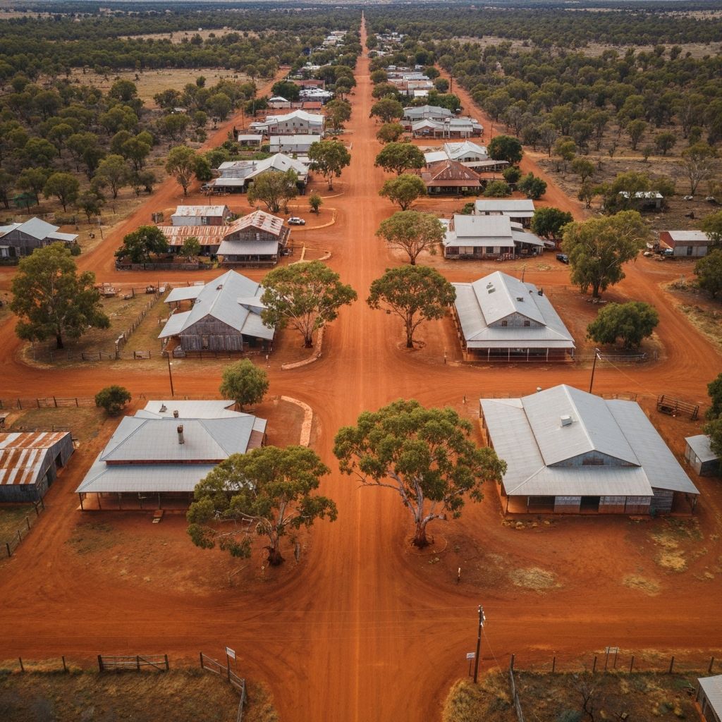 Rural Australian community aerial view